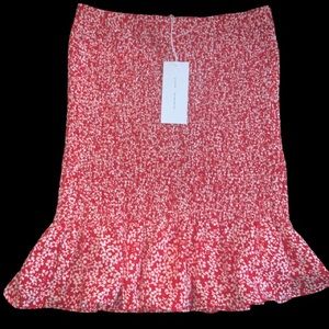 NWT LUSH CLOTHING Women’s Smocked Ruffle Mini Skirt in Red and White Size Medium